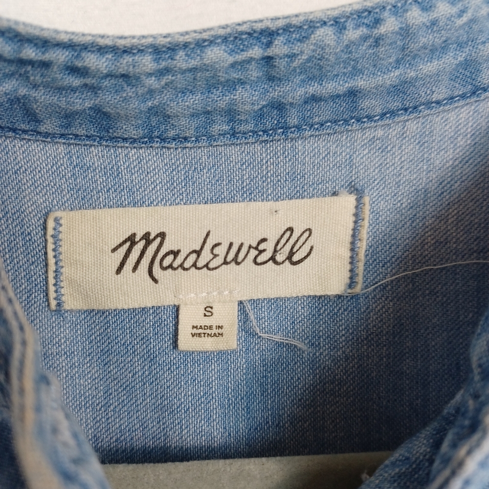 Madewell Chambray Denim Shirt Blouse Emmie Blue Wash Womens Small - Picture 4 of 11